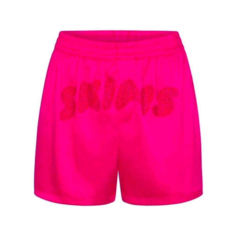 Skims Woven Shine Boxer Short Raspberry